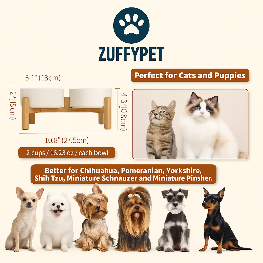 Zuffy's Elevated Ceramic Pet Bowls