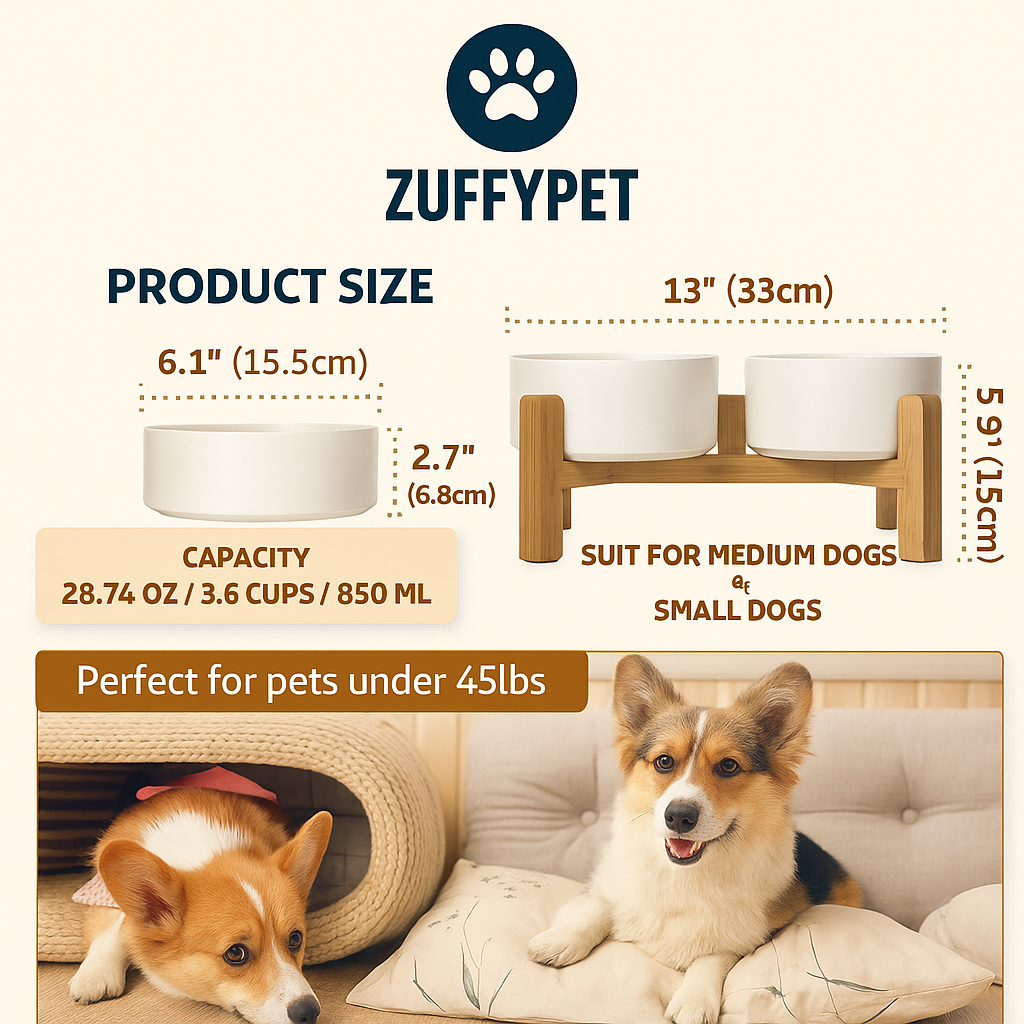 Zuffy's Elevated Ceramic Pet Bowls