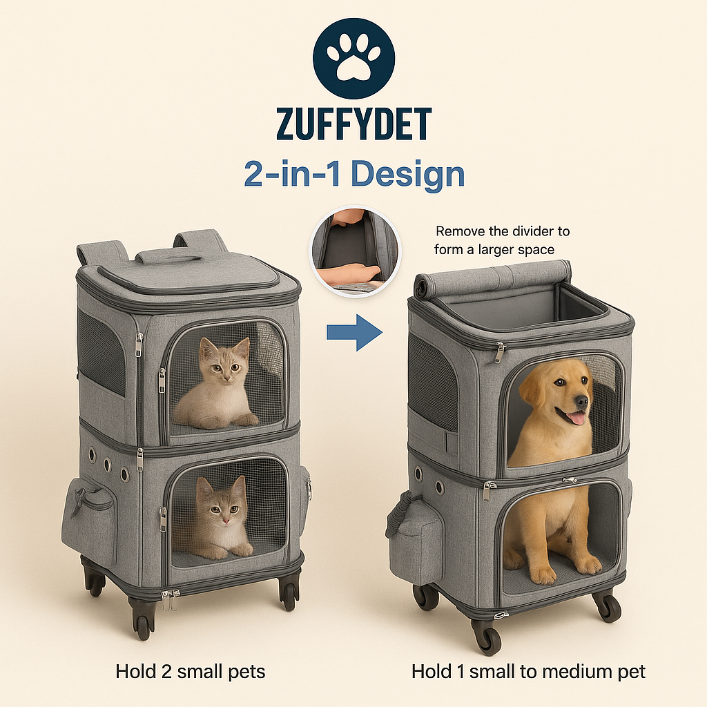 Zuffy’s 2-in-1 Pet Travel Carrier Backpack & Trolley