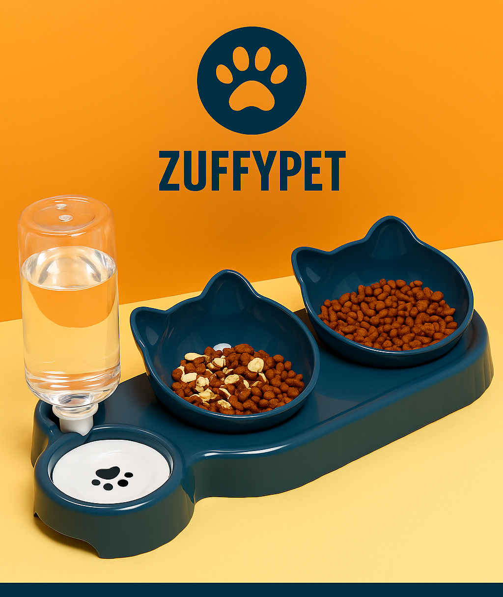 Zuffy's Cat Bowl with Water Bottle Feeder