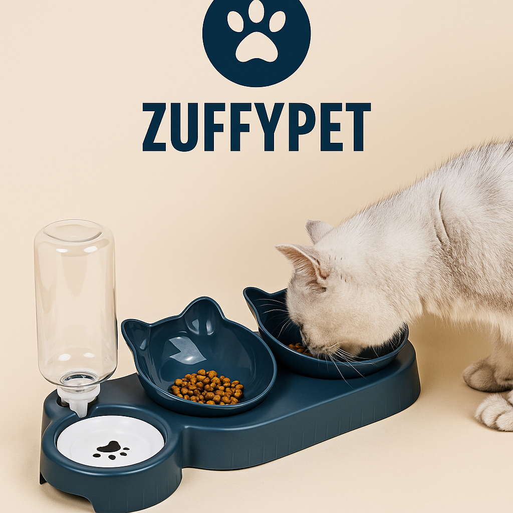 Zuffy's Cat Bowl with Water Bottle Feeder