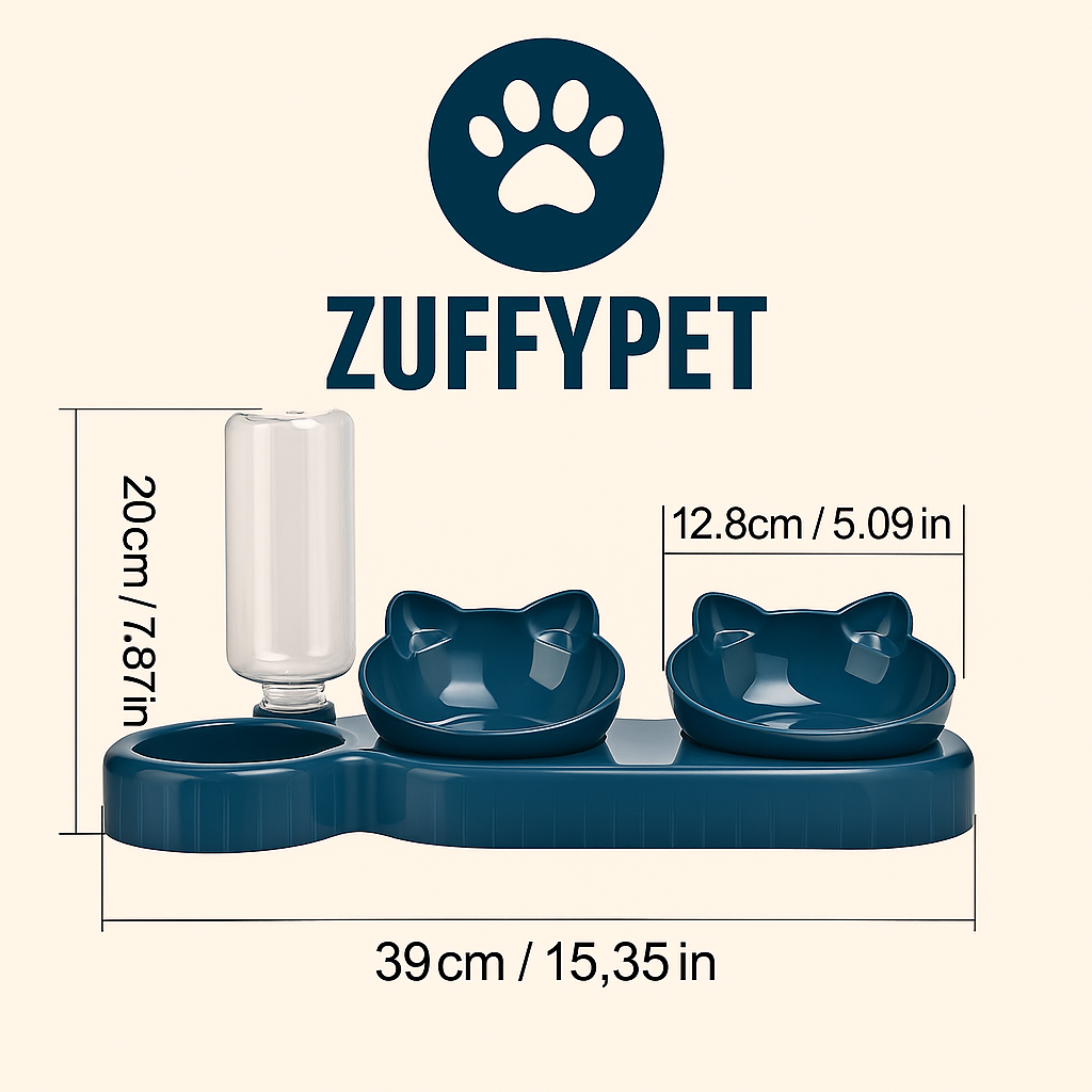 Zuffy's Cat Bowl with Water Bottle Feeder